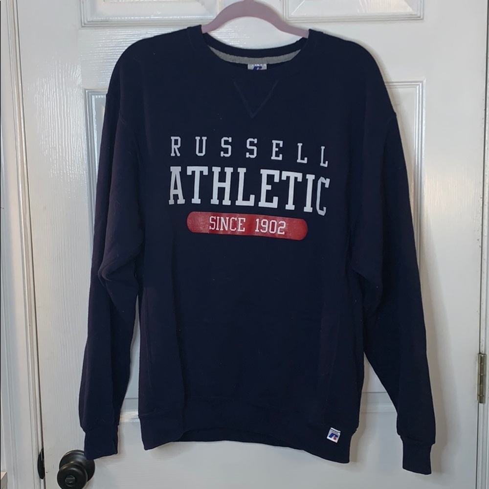 Oversized navy RUSSELL crew neck sweatshirt